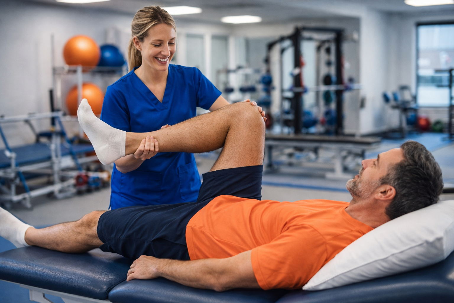 Physical therapy session in a modern rehabilitation clinic